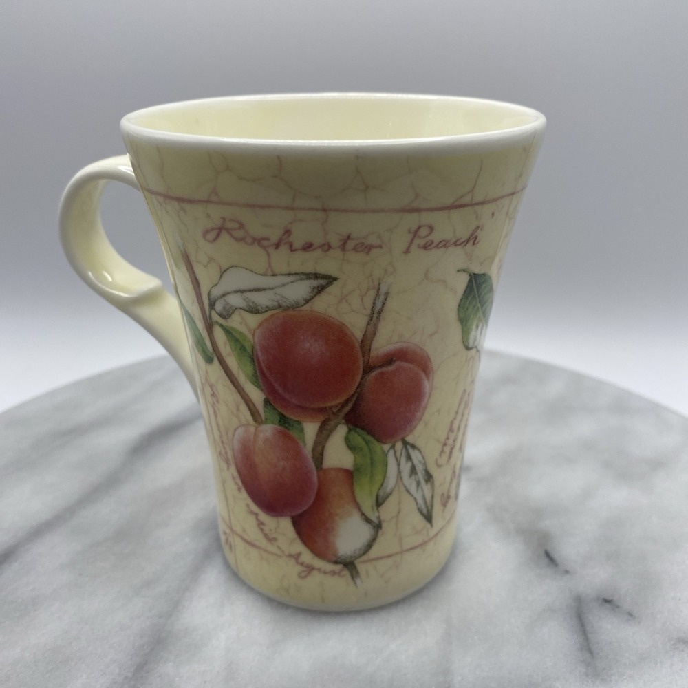 Rochester Peach Botanical Ceramic Mug Butterfly Floral Garden Shabby Chic Cream
